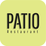 Logo del ristorante Patio su sfondo giallo chiaro
